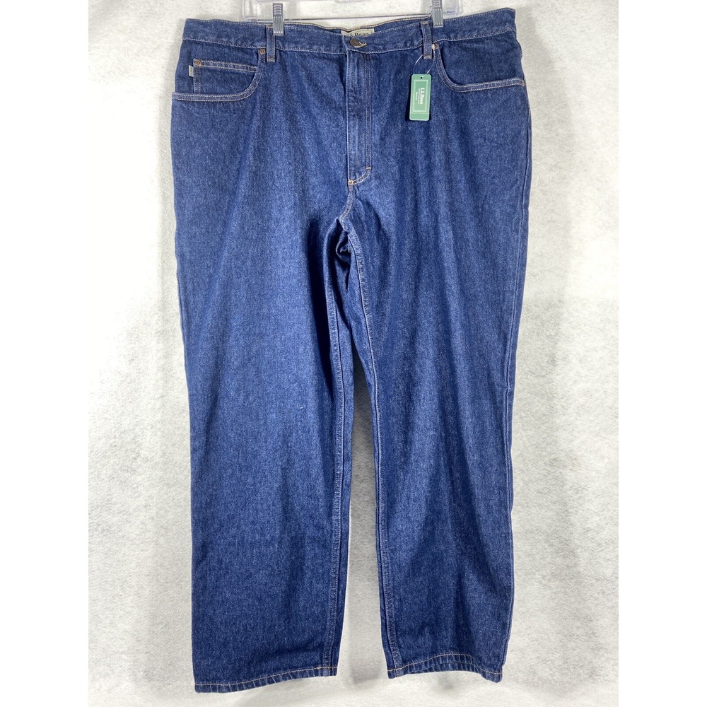 L.L. Bean Double L Jeans Men's 44x30 Blue Relaxed Fit Straight‎ Leg Denim New